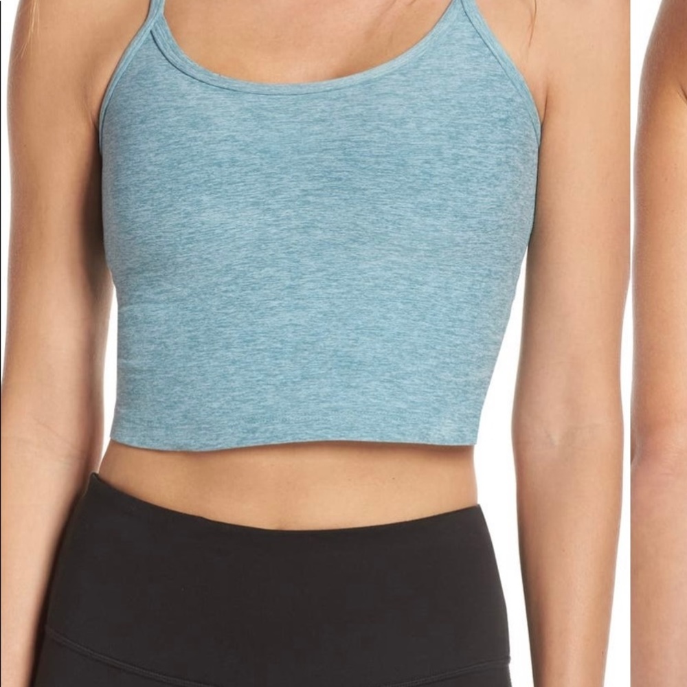 Beyond Yoga Space Dye Slim Racerback Crop Tank in Blue Crush/Sky Blue